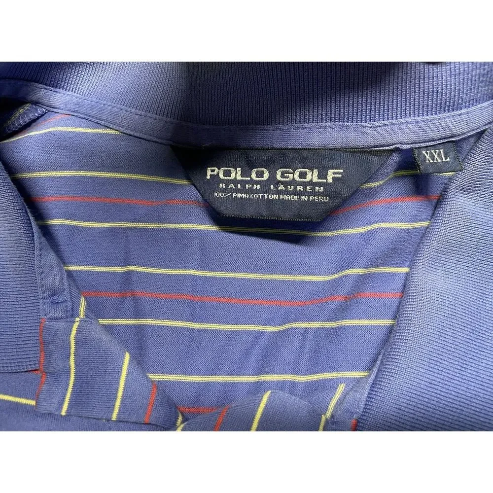 Polo Golf Ralph Lauren Men's‎ Polo Shirt 2XL Purple Striped Shirt Sleeve